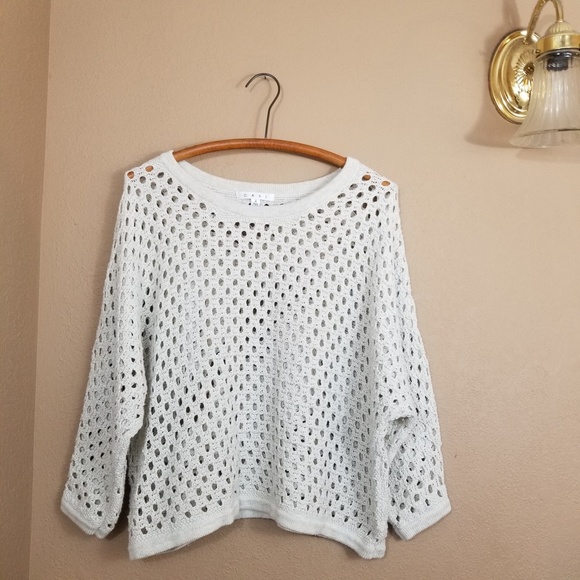 CAbi Sweaters - CAbi || cream open knit crop oversized sweater